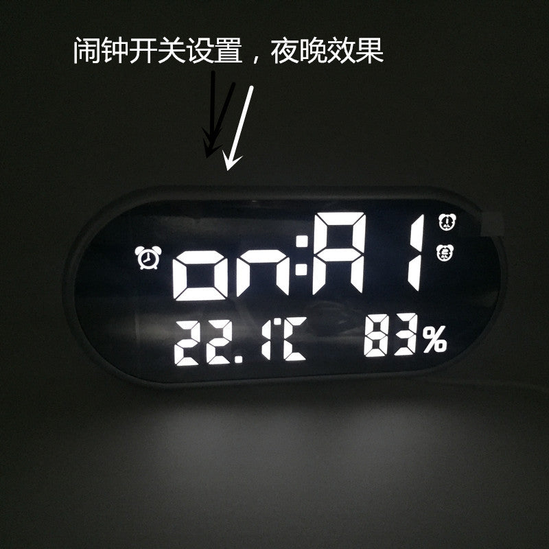 HD LED Digital Alarm Clock Dual USB Temperature Humidity Display Mirror with Backlight  green light ZopiStyle