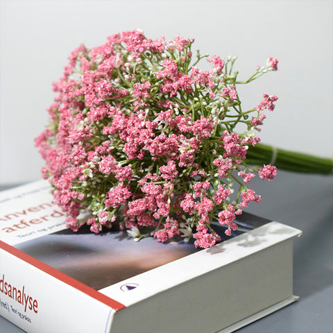16 Pcs/bunch Artificial  Gypsophila Vivid Colored Plants Bouquets Diy Wedding Home Living Room Decoration Photography Props Pink bunch of 16 ZopiStyle