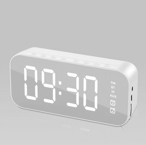 Bluetooth Speaker Mirror Multifunction Led Alarm Clock with Built-in Microphone Silver ZopiStyle