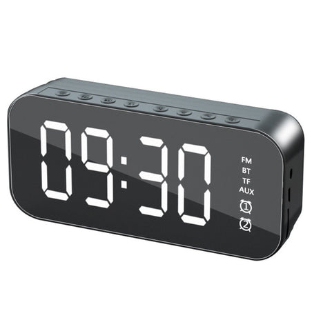 Bluetooth Speaker Mirror Multifunction Led Alarm Clock with Built-in Microphone black ZopiStyle