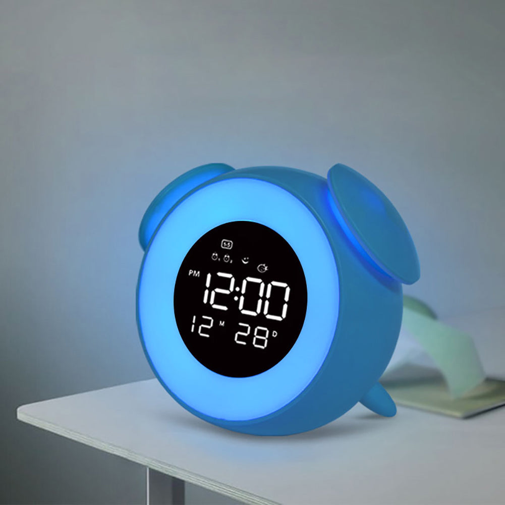 Music LED Alarm Clock Children Alarm Clock Night Light Sleep Sounds Machine Children Cartoon Bedside Lamp blue ZopiStyle