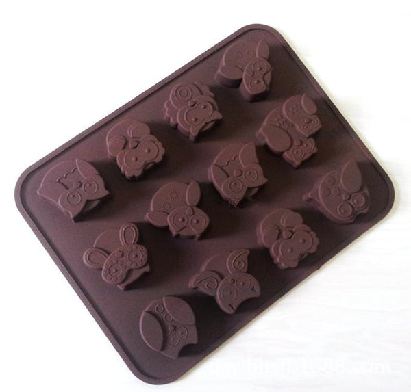 Silicone Mold DIY Cute 12 Holes Owl Shape Chocolate Candy Cake Mould Baking Tool 20*15.3*1.6cm ZopiStyle