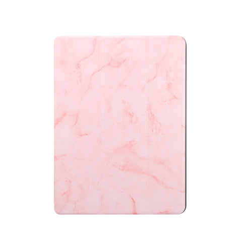 For iPad Pro 10.2 2019 Tablet Cover Marbling Pattern PU Leather Pen Loops Anti-fall Anti-scrach Anti-slip Protect Shell Tri-fold Tablet Case pink ZopiStyle