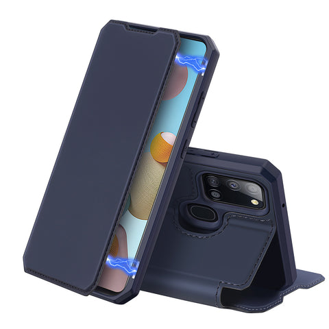 DUX DUCIS for Samsung A21S/A51 5G Magnetic Mobile Phone Holder Leather Case with Cards Slot blue_Samsung A21S ZopiStyle