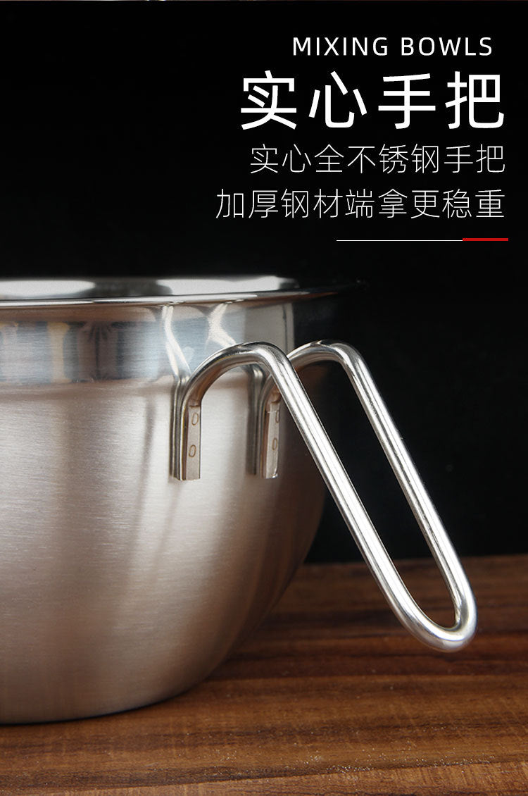 Stainless Steel Bowl with Handle for Beat Eggs Knead Dough Stir Fruit Salad Bowl Without silicone bottom 20cm ZopiStyle