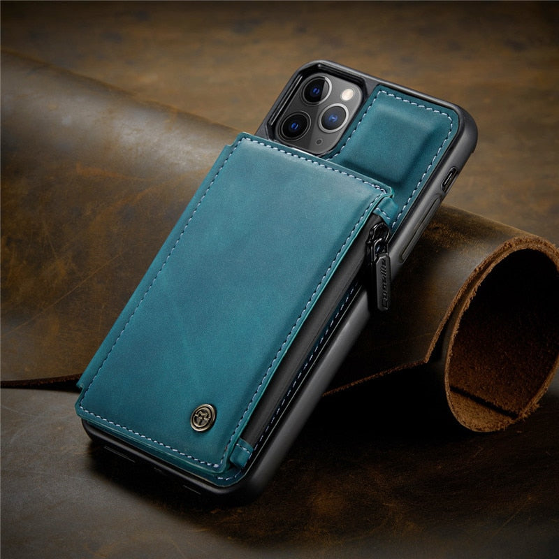 Leather Wallet Case for iPhone 12 Mini 12 11 Pro XS Max SE 2020 8 7 Plus Zipper Purse Wallet Cover With Card Slot Phone Cases ZopiStyle