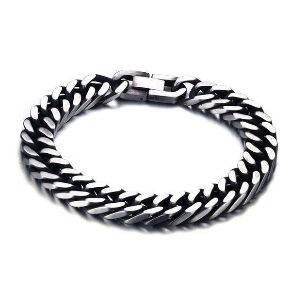 Vnox Stylish Men&#39;s Chain Bracelets,Stainless Steel 6.5MM-12.5MM Two-strand Wheat Link Wristband, Rock Punk Biker Male Jewelry ZopiStyle