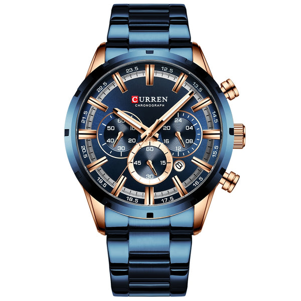 CURREN New Fashion Watches with Stainless Steel Top Brand Luxury Sports Chronograph Quartz Watch Men Relogio Masculino ZopiStyle