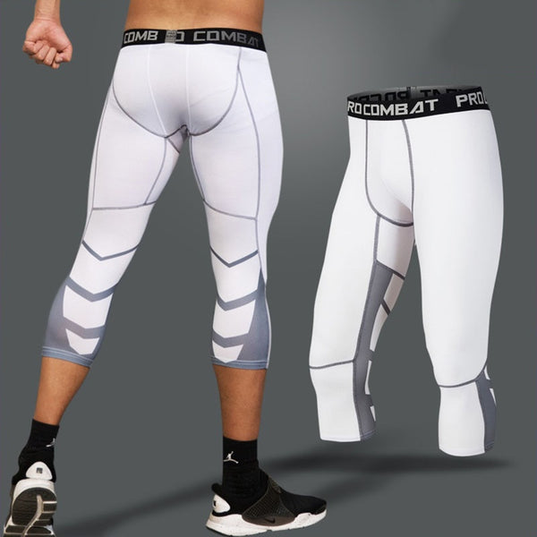Men&#39;s Running Sport Tights Pants Basketball Cropped Compression Leggings Gym Fitness Sportswear for Male Athletic Trousers ZopiStyle