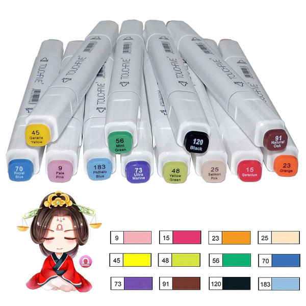 Sketch Art Marker Twin Tip Manga Animation Design Art Supplies for Painting Illustration 12/24/30 Colors TouchFive Art Marker ZopiStyle