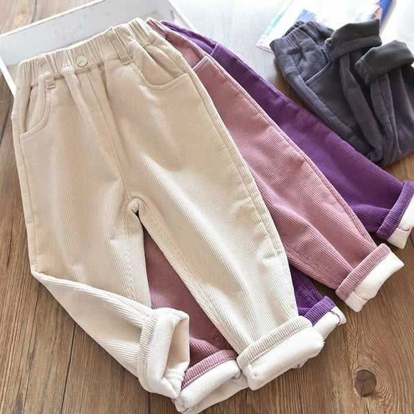Kids Warm Pants Boy Girls Autumn Winter Corduroy Thick Outer Wear Sports Trousers 3-10Y Children Clothes Casual High Waist Pants ZopiStyle