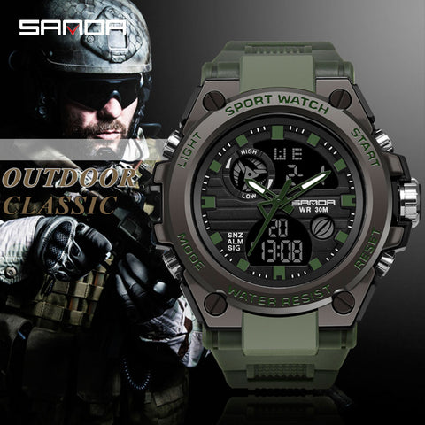 SANDA Men&#39;s Watches Black Sports Watch LED Digital 3ATM Waterproof Military Watches S Shock Male Clock relogios masculino wATCHES