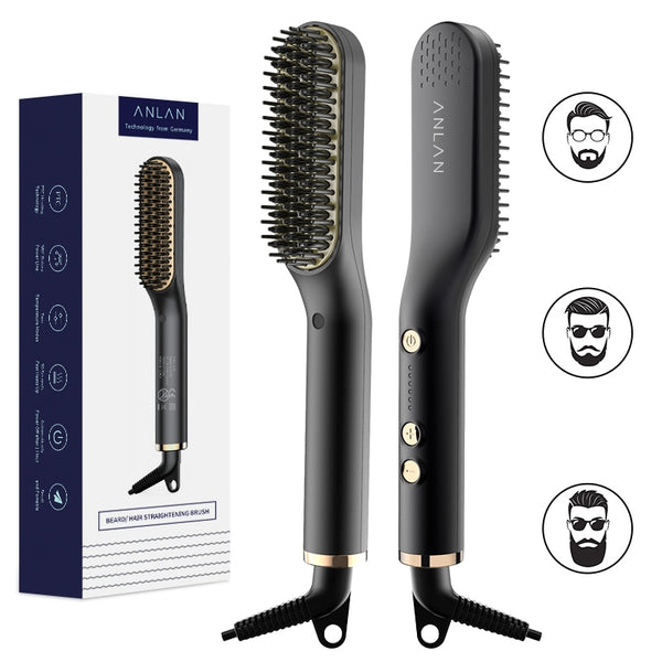 ANLAN Beard Hair Straightening Brush Hot Heated Comb Men Beard Multifunctional Straightener Ceramic Comb Quick Hair Styler ZopiStyle
