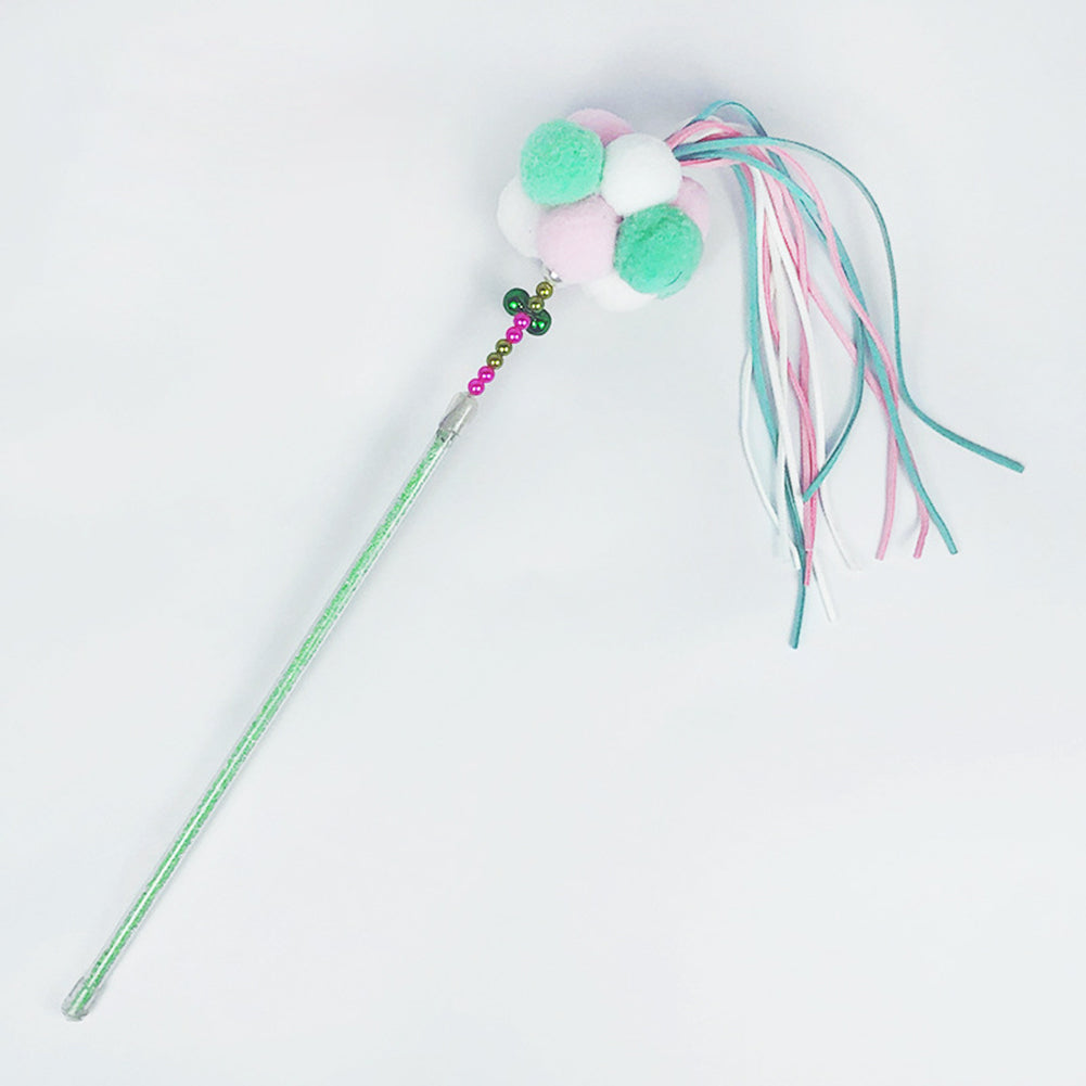 Cat Stick Teaser Rod Feather Bell Tassel Cat Teeth Grinding Toy Fairy stick green_L ZopiStyle