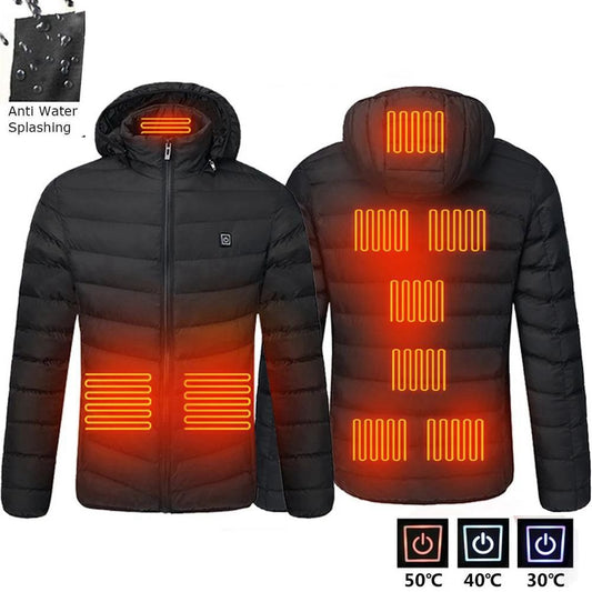 Men 9 Areas Heated Jacket USB Winter Outdoor Electric Heating Jackets Warm Sprots Thermal Coat Clothing Heatable Cotton jacket ZopiStyle