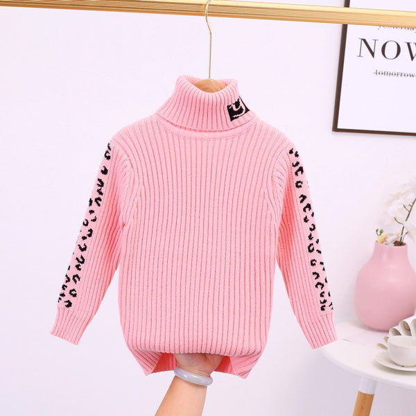 Sweaters For Boys Winter Clothes Girls Leopard  Fashion New Children Turtleneck Thick Warm Soft Kids Knitting Costom ZopiStyle
