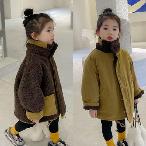 BABY Boys Girls Winter Coats Cashmere Thick Warm Overcoats Kids Ca Sual Fashion Coat Both Sides Outfits Children Clothes ZopiStyle