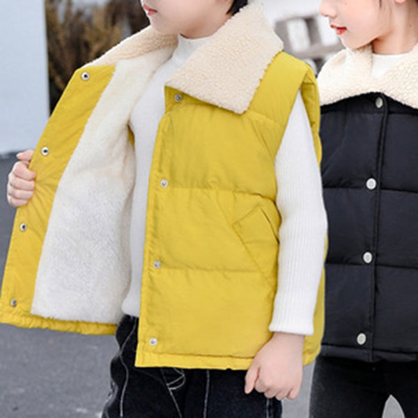Humor Bear Children Vest  New Autumn  Winter Sleeveless V-Neck Solid  Casual Vest Baby Velvet Warm Kids Coat ZopiStyle