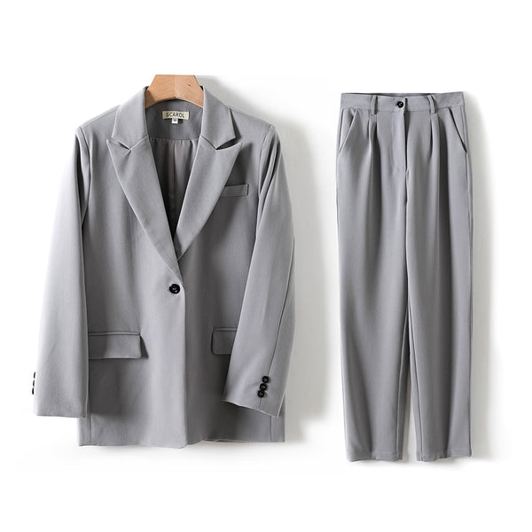 GCAROL Women Blazer And Guard Pants Sets Two Pieces OL Single Breasted Jacket Formal Suit Pleated Trousers Spring Autumn Winter ZopiStyle