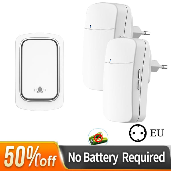 Smart Outdoor Wireless Doorbell Without Battery Waterproof Wireless Bell 2 In 1 EU  Plug Self-powered Button Ring Doorbell ZopiStyle