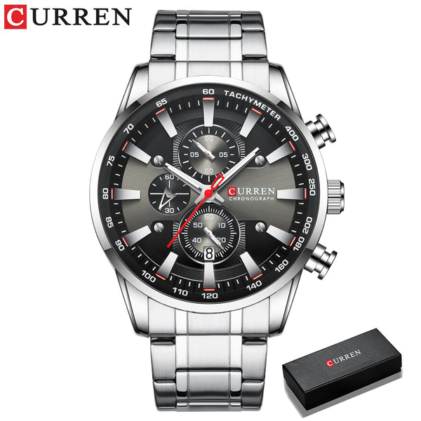 CURREN Man Watches Luxury Sporty Chronograph Wristwatches for Men Quartz Stainless Steel Band Clock Luminous Hands ZopiStyle