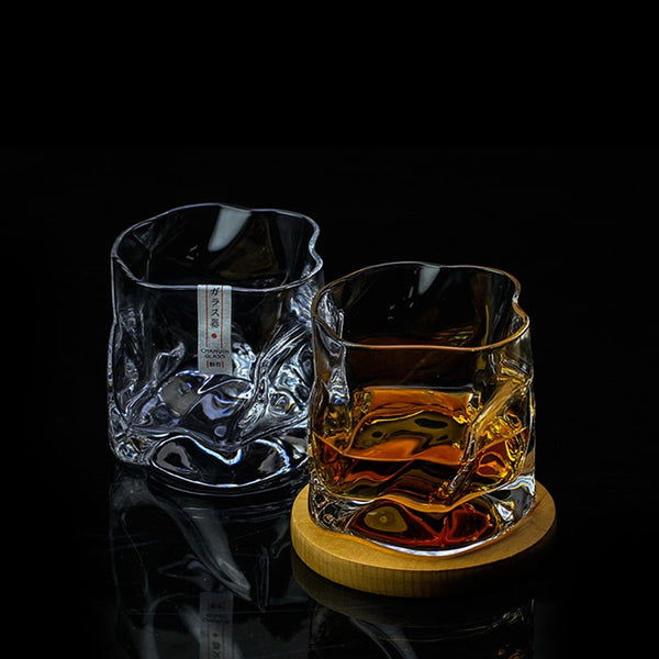 Japanese Edo Designer Crumple Paper Irregular Shape Crystal Faceted Der Whiskybecher Whiskey Whisky Rock Glass Artwork Wine Cup ZopiStyle