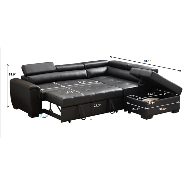 PU Leather Sofa Sectional Sofa Bed for Living Room Sleeper Sofa Set Modern L Shaped Comfortable Large Sofa Leisure Soft Couch ZopiStyle