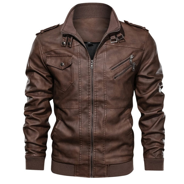 New autumn winter men&#39;s leather motorcycle jacket PU leather hooded jacket warm baseball jacket Euro Size coat ZopiStyle