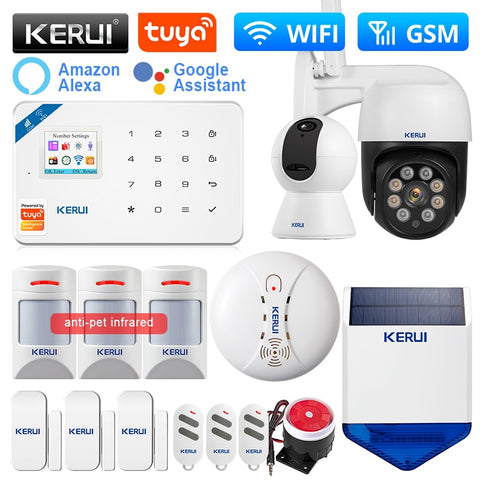 KERUI W181 Alarm System WIFI GSM Tuya Smart Home Security Support Alexa Anti-pet Motion Sensor Door Sensor Wired Siren ZopiStyle