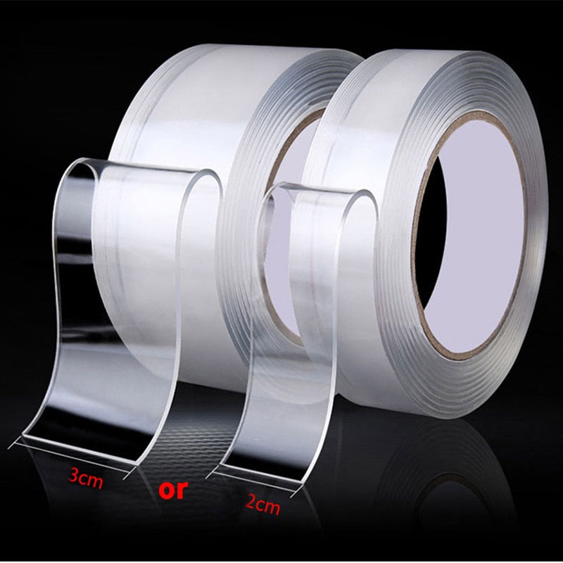 1/2/3/5M Nano Tape Double Sided Tape Transparent Reusable Waterproof Adhesive Tapes Cleanable Kitchen Bathroom Supplies Tapes ZopiStyle