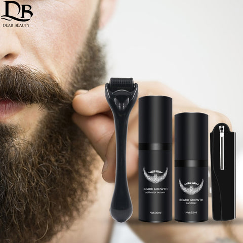 Beard Growth Kit Hair Growth Enhancer Thicker Oil Nourishing Leave-in Conditioner Beard Grow Set with Beard Growth roller ZopiStyle
