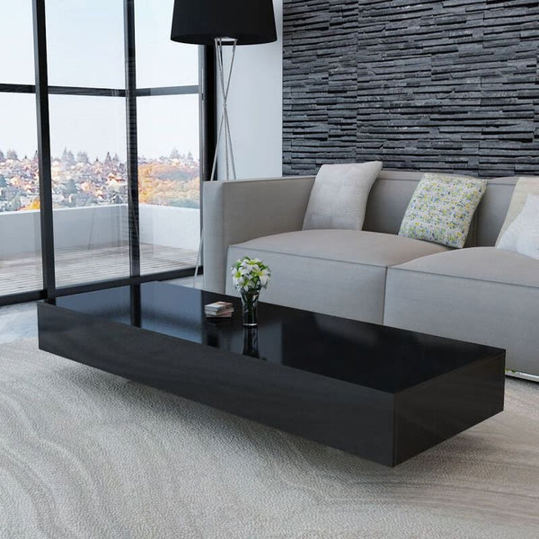 45.3 in Coffee Table High Gloss Finish Rectangle Modern Tea Side/End/Sofa for Living Room Office Lounge Modern Fashion Furniture ZopiStyle