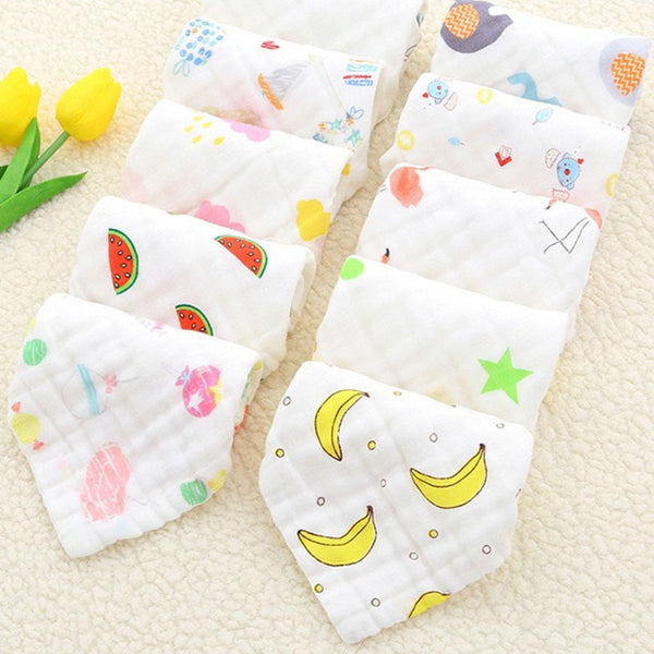 6 layers Baby Towel Cotton Wipe Face Towel Muslin Squar Newborn Bibs Infant Feeding Toddler Kids Saliva Bathing 25*25cm ZopiStyle
