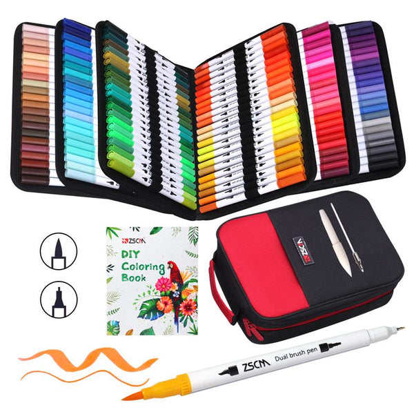 Brush Pens Art Markers ZSCM 72 Colors Artist Fine Brush Tip Coloring Pens for Easter Eggs Painting Adult Coloring Books ZopiStyle