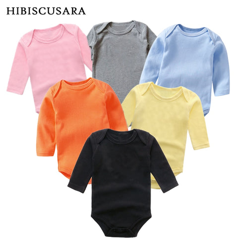 Baby Clothes Solid Color Boy Girls Romper Newborn Long Sleeve 100% Cotton Jumpsuit Bebe Spring Classic Clothes Tops Tees ZopiStyle