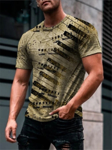 2022 Hot Sale Men T-Shirts Fashion Music Harajuku 3D Printed O Neck Ethnic Style T-Shirts Men&#39;s Oversized Short Sleeves Tshirt ZopiStyle