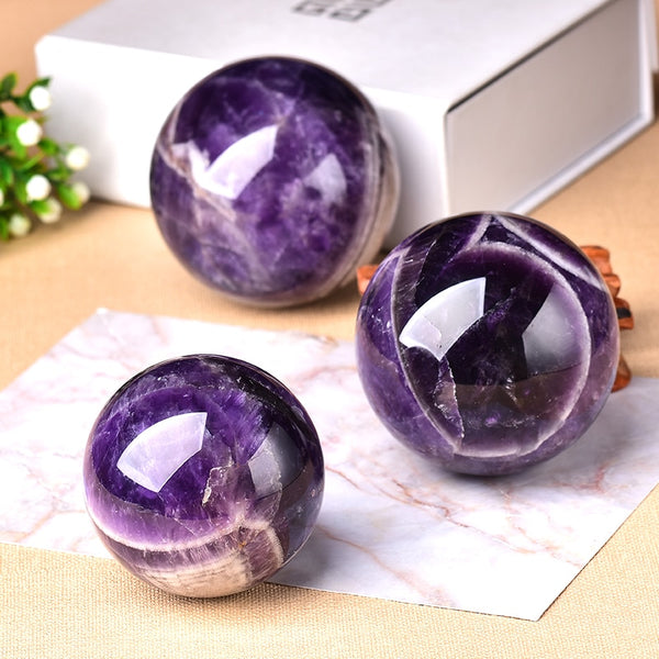 1PC Natural Dream Amethyst Ball Polished Globe Massaging Ball Reiki Healing Stone Home Decoration Exquisite Gifts Souvenirs Gift ZopiStyle