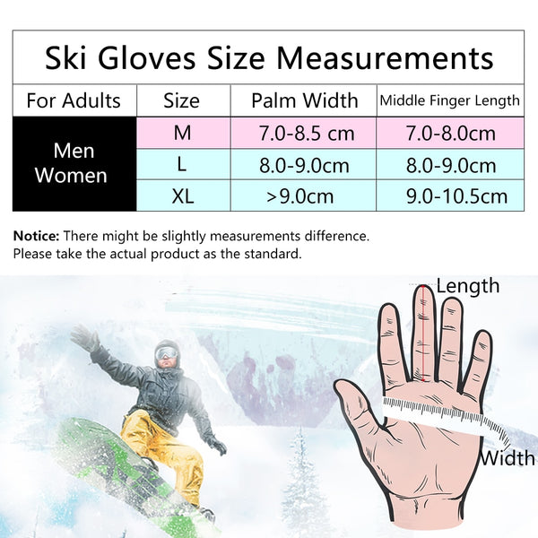 COPOZZ Ski Gloves Waterproof Gloves with Touchscreen Function Thermal Snowboard Gloves Warm Motorcycle Snow Gloves Men Women ZopiStyle