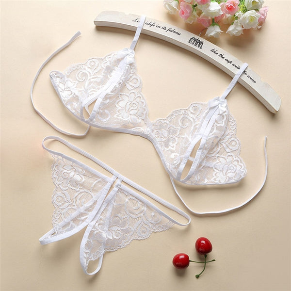 Sexy Lingerie Women Push Up With Lace Straps Transparent Bra Panties Embroidered See Through Comfortable Lingerie Sets Bras ZopiStyle