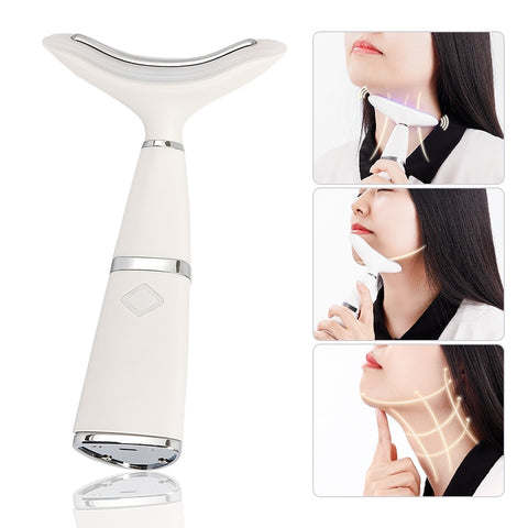 LED Photon Therapy Neck and Face Lifting Tool Vibration Skin Tighten Face Slim Reduce Double Chin Anti-Wrinkle Remove Device ZopiStyle