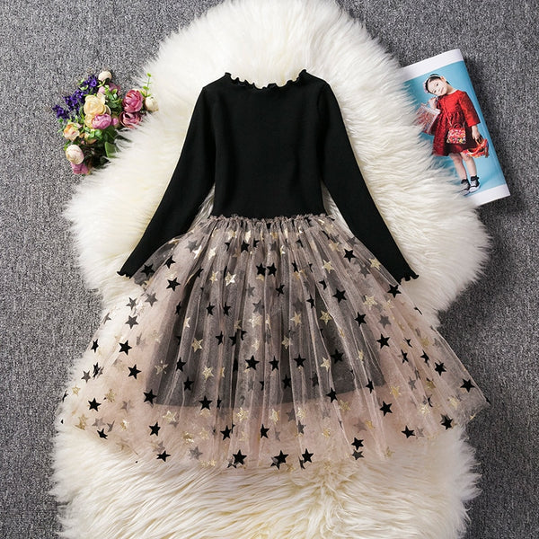 Flower Princess Dress For Girls Winter Long Sleeve Princess Party Tutu Christmas Costume Kids Children 2-7 Year Casual Clothes ZopiStyle