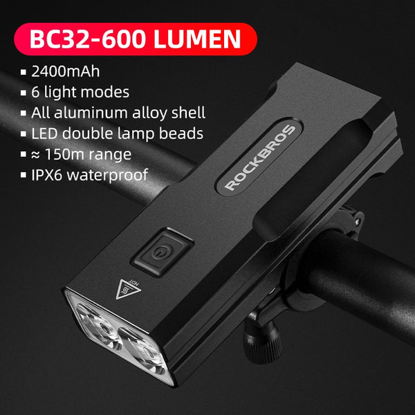 ROCKBROS Bike Light Headlight Bicycle Handlebar Front Lamp MTB Rode Cycling USB Rechargeable Flashlight Safety Tail Light ZopiStyle