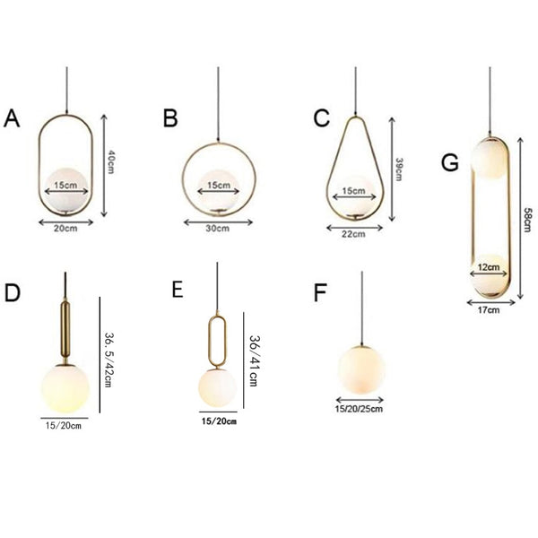 Nordic Glass Ball Pendant Lights Industriel Hanging Lamp luxury Gold Silver Brass art Kitchen hotel hoop decor Pendant Lamp ZopiStyle