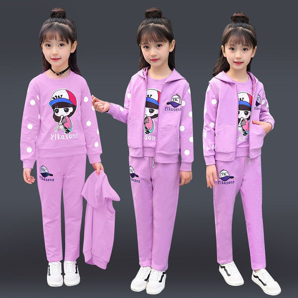 Fashion Girls Clothes Sets Autumn Winter Vest + Coat + Pants 3PCS Baby Kids Tracksuit Children’s Clothing Teen 5 6 8 10 12 years ZopiStyle
