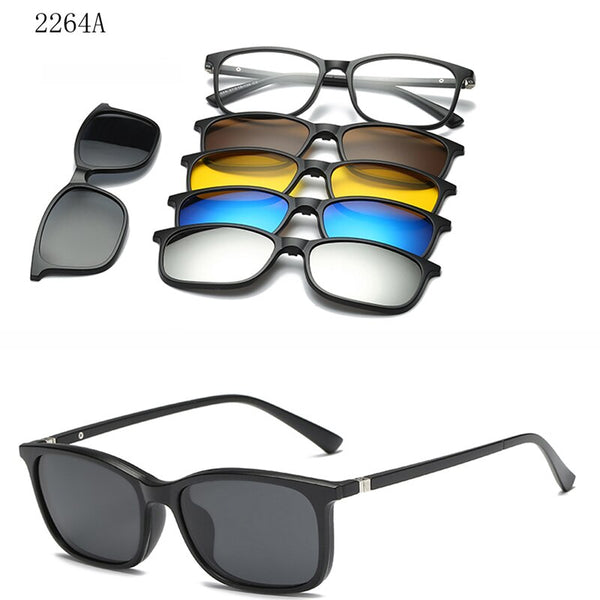 6 In 1 Custom Men Women Polarized Optical Magnetic Sunglasses Clip Magnet Clip on Sunglasses Polaroid Clip on Sun Glasses Frame ZopiStyle