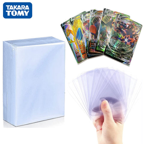 Pokemon Card Sleeves 100 Counts Transparent Playing Games VMAX Protector Cards Folder Yugioh Pokémon Case Holder Kids Toy Gift ZopiStyle
