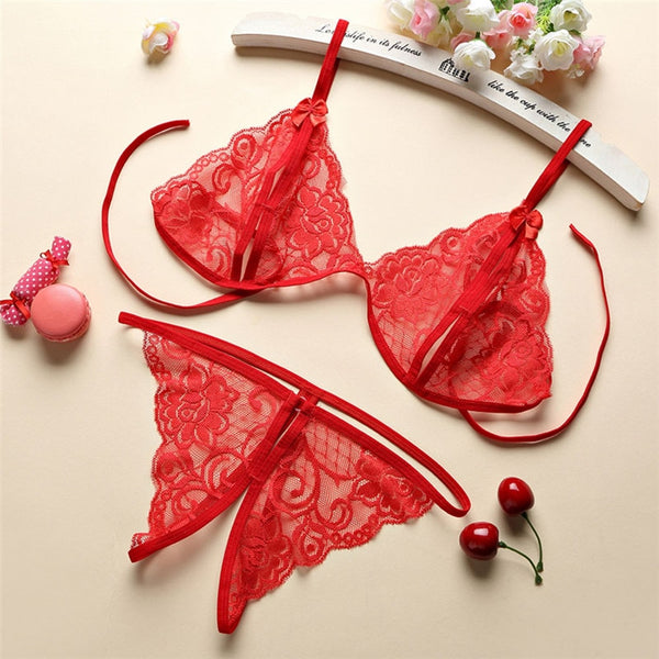 Sexy Lingerie Women Push Up With Lace Straps Transparent Bra Panties Embroidered See Through Comfortable Lingerie Sets Bras ZopiStyle