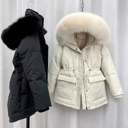 2022 Cotton Padded Fur Parka New Big Fur Collar Down Winter Jacket Women Thick Warm Parkas Female Outerwear ZopiStyle