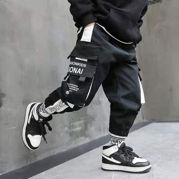 teenage boys pants 3-10 years old cotton Korean casual loose pants children spring and autumn trousers  large pockets ZopiStyle
