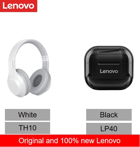 Lenovo Thinkplus TH10 LP40 TWS Stereo Headphone Bluetooth Earphones Music Headset with Mic for Mobile iPhone Sumsamg Android IOS ZopiStyle